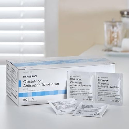 McKesson Geburtshilfliche Antiseptische Tücher, steril, einzeln verpackt, sauberer Duft, 100 Stück, 1 Packung