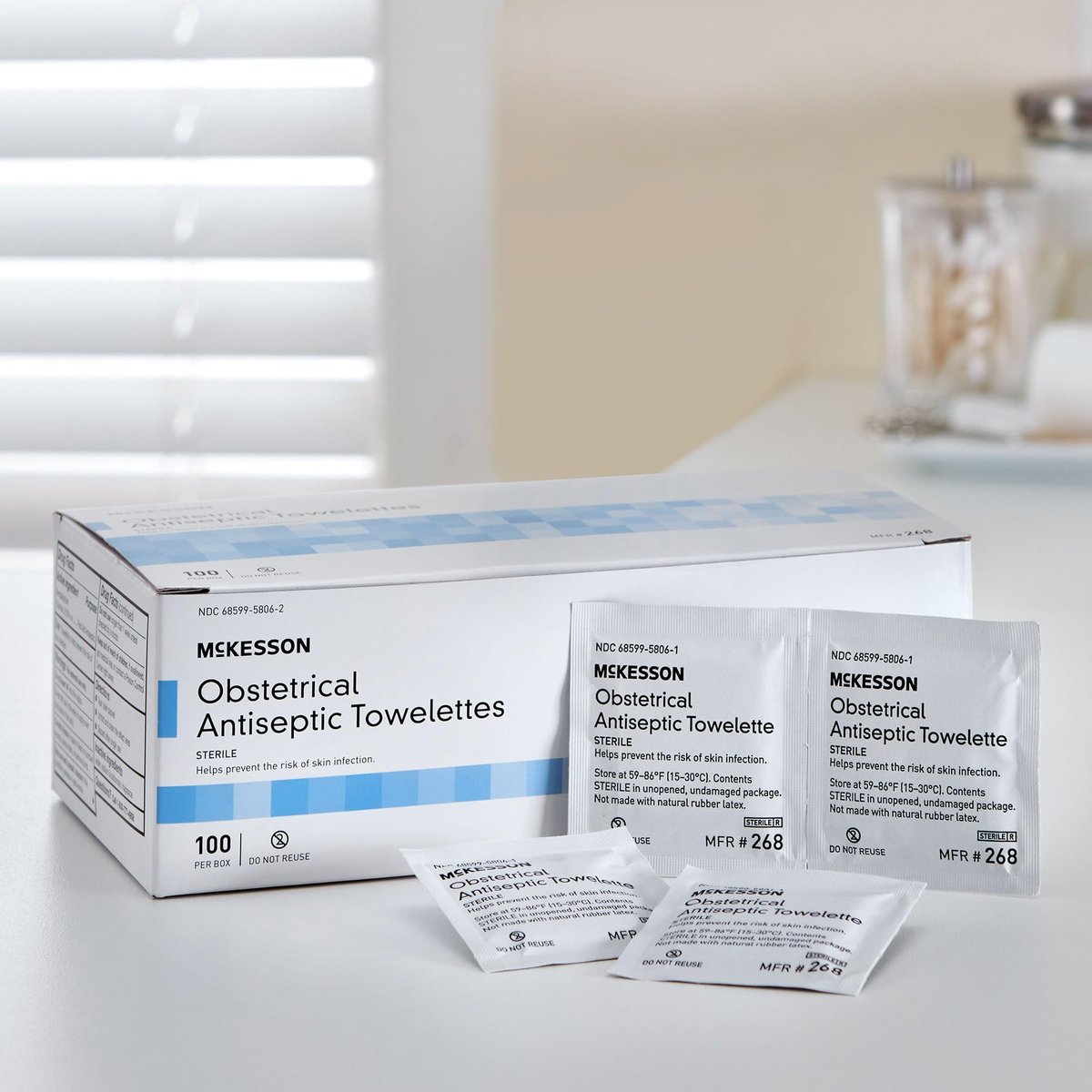McKesson Geburtshilfliche Antiseptische Tücher, steril, einzeln verpackt, sauberer Duft, 100 Stück, 1 Packung