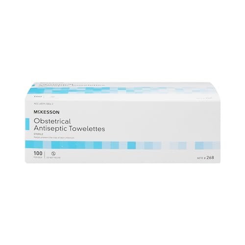 McKesson Geburtshilfliche Antiseptische Tücher, steril, einzeln verpackt, sauberer Duft, 100 Stück, 1 Packung