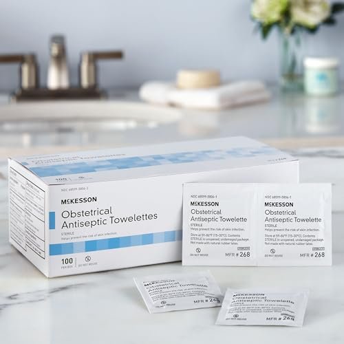 McKesson Geburtshilfliche Antiseptische Tücher, steril, einzeln verpackt, sauberer Duft, 100 Stück, 1 Packung