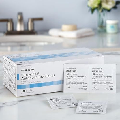 McKesson Geburtshilfliche Antiseptische Tücher, steril, einzeln verpackt, sauberer Duft, 100 Stück, 1 Packung