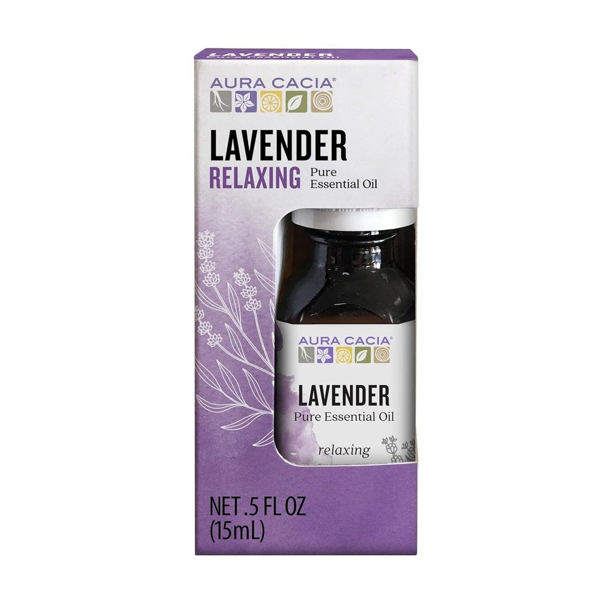 Aura Cacia 100% Reines Lavendelöl, 15 ml - Beruhigender Duft, therapeutische Qualität, ethisch bezogen
