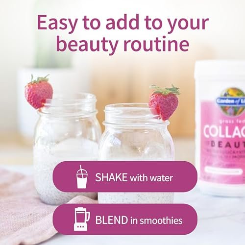 Garden of Life Grass Fed Collagen Beauty - Erdbeer-Zitrone, 20 Portionen, Pulver für Frauen und Männer, Haare, Haut, Nägel, hydrolysierte Kollagenpeptide
