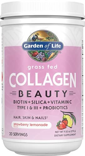 Garden of Life Grass Fed Collagen Beauty - Erdbeer-Zitrone, 20 Portionen, Pulver für Frauen und Männer, Haare, Haut, Nägel, hydrolysierte Kollagenpeptide