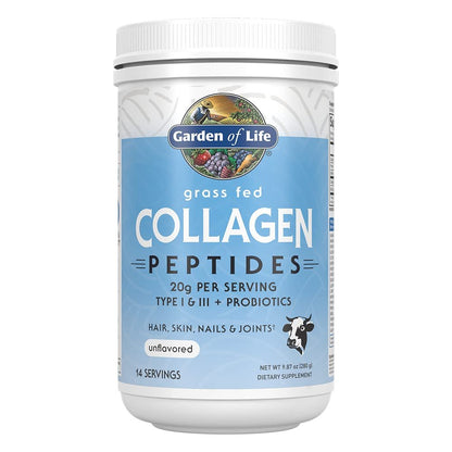 Garden of Life Grassfed Collagen Peptide Pulver ungesüßt – Hydrolysiertes Kollagen für Haut, Haare, Nägel & Gelenke, 14 Portionen