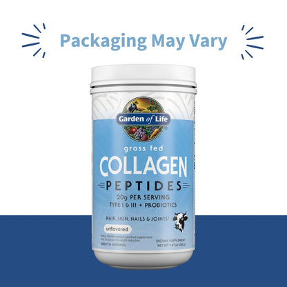 Garden of Life Grassfed Collagen Peptide Pulver ungesüßt – Hydrolysiertes Kollagen für Haut, Haare, Nägel & Gelenke, 14 Portionen
