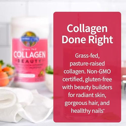 Garden of Life Grass Fed Collagen Beauty – Cranberry-Pomegranate, 20 Portionen, Pulver für Frauen und Männer, Haut, Haare, Nägel, hydrolysiertes Kollagenpeptid-Proteinpulver