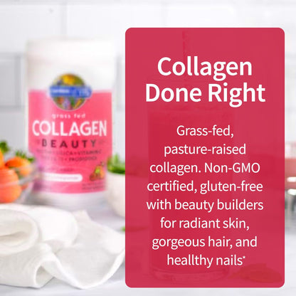 Garden of Life Grass Fed Collagen Beauty – Cranberry-Pomegranate, 20 Portionen, Pulver für Frauen und Männer, Haut, Haare, Nägel, hydrolysiertes Kollagenpeptid-Proteinpulver