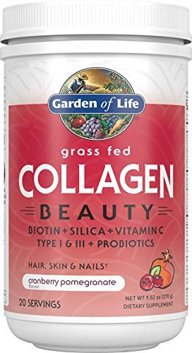 Garden of Life Grass Fed Collagen Beauty – Cranberry-Pomegranate, 20 Portionen, Pulver für Frauen und Männer, Haut, Haare, Nägel, hydrolysiertes Kollagenpeptid-Proteinpulver