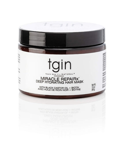 tgin Miracle RepaiRx Tiefenwirksame Haarmaske für Lockiges, Welliges und Krauses Haar mit Biotin und Schwarzem Rizinusöl, 12 oz
