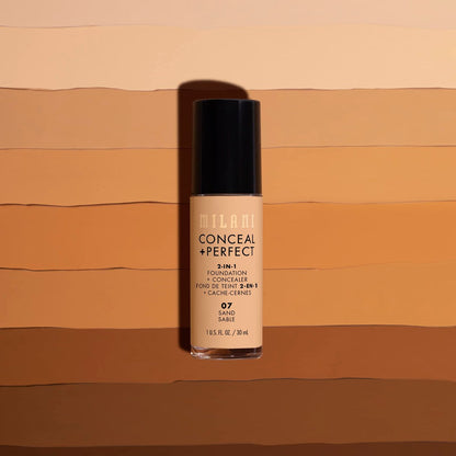 Milani Conceal + Perfect 2-in-1 Foundation + Concealer – 09A Natural Tan – Wasserfest & Schweißbeständig