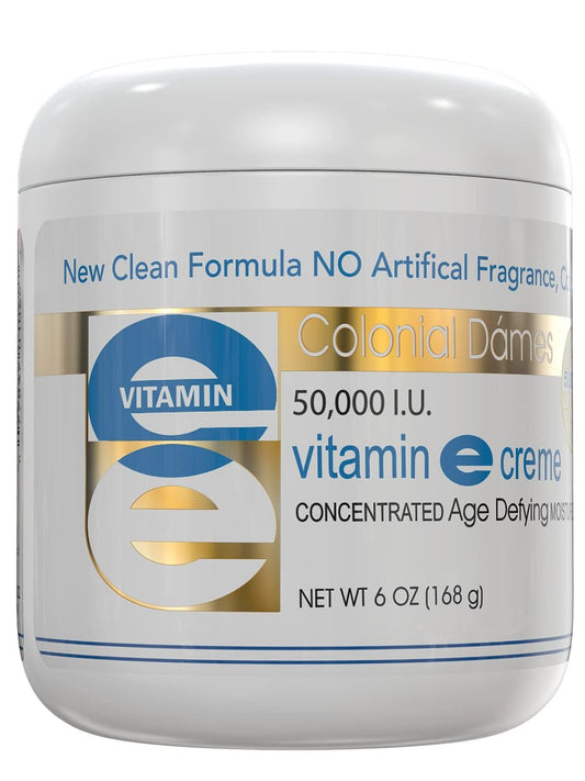 Colonial Dames Vitamin-E Hautfeuchtigkeitscreme mit 50.000 IE – Intensivpflege für trockene, rissige Haut und feine Linien (170 g)