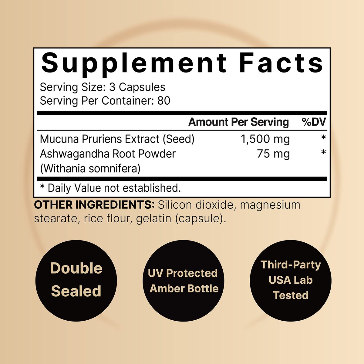 Mucuna Pruriens Kapseln, 1500 mg pro Portion, 2-in-1-Formel mit Ashwagandha, 240 Kapseln, Stimmungsaufheller, Entspannung & Regeneration