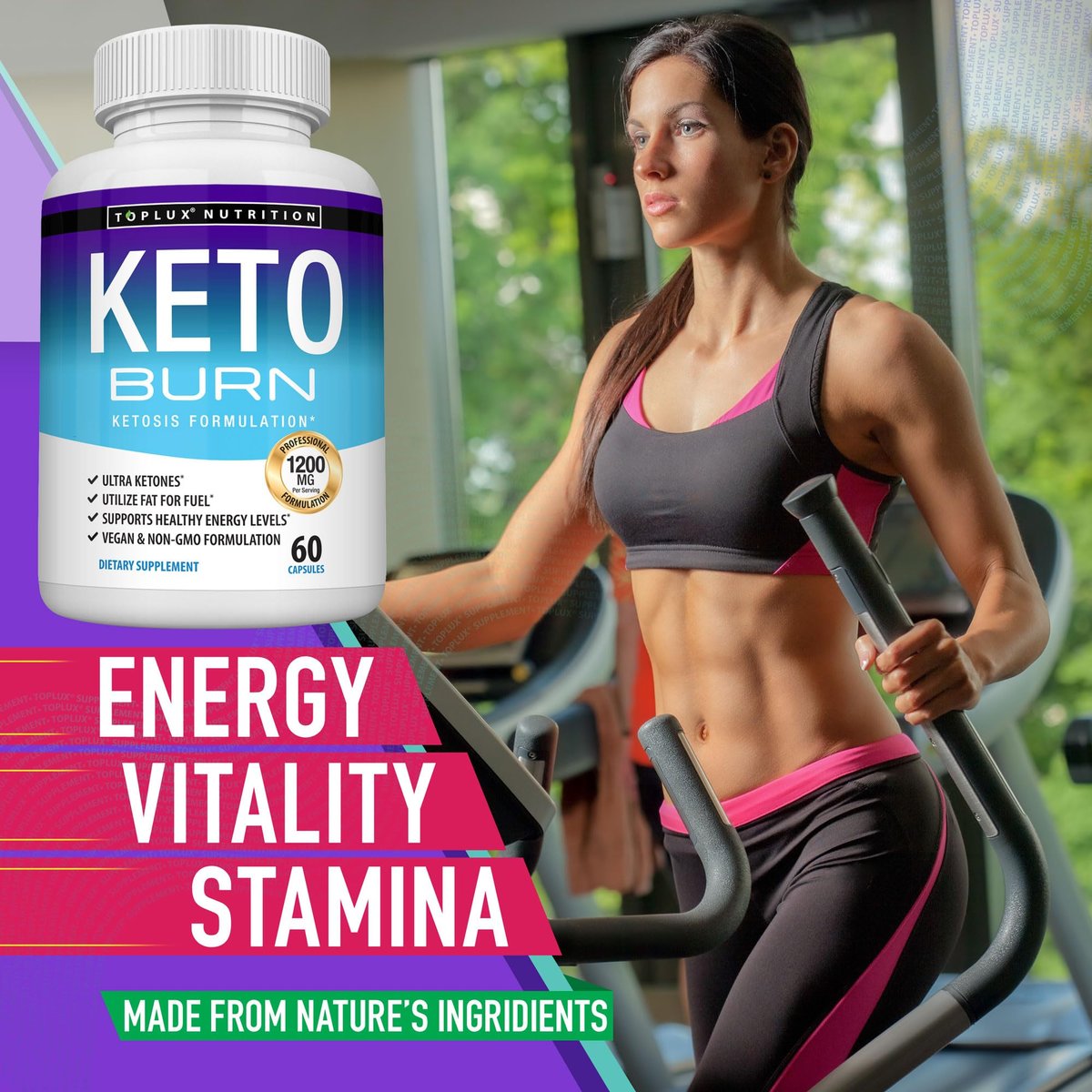 Toplux Keto Burn Kapseln – 1200 mg Ketose-Booster für natürliche Fettverbrennung & Gewichtsverlust – 60 Kapseln für Männer und Frauen