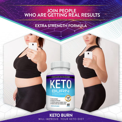 Toplux Keto Burn Kapseln – 1200 mg Ketose-Booster für natürliche Fettverbrennung & Gewichtsverlust – 60 Kapseln für Männer und Frauen