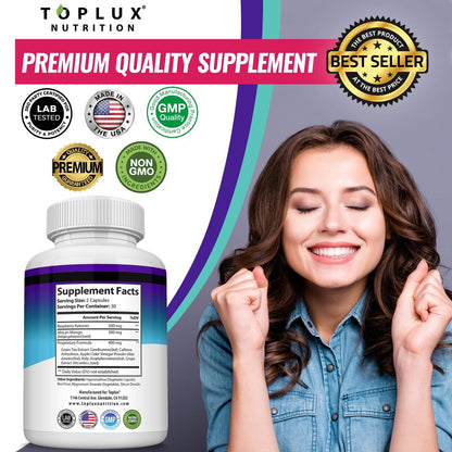 Toplux Keto Burn Kapseln – 1200 mg Ketose-Booster für natürliche Fettverbrennung & Gewichtsverlust – 60 Kapseln für Männer und Frauen