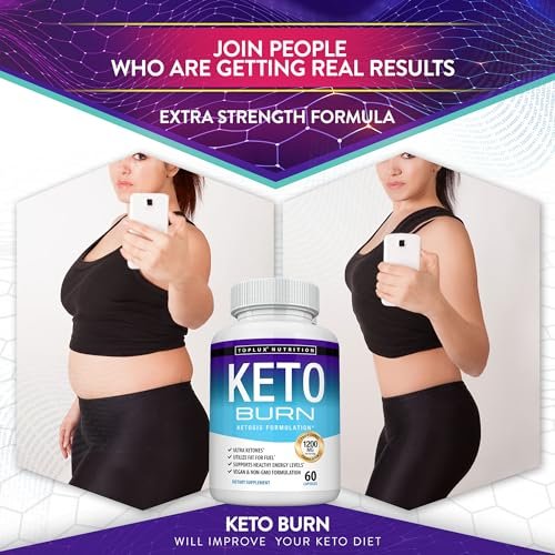 Toplux Keto Burn Kapseln – 1200 mg Ketose-Booster für natürliche Fettverbrennung & Gewichtsverlust – 60 Kapseln für Männer und Frauen