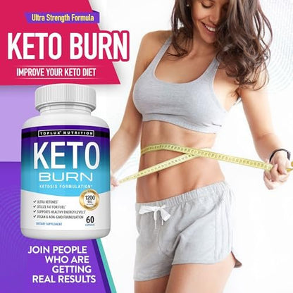 Toplux Keto Burn Kapseln – 1200 mg Ketose-Booster für natürliche Fettverbrennung & Gewichtsverlust – 60 Kapseln für Männer und Frauen