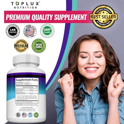 Toplux Keto Burn Kapseln – 1200 mg Ketose-Booster für natürliche Fettverbrennung & Gewichtsverlust – 60 Kapseln für Männer und Frauen
