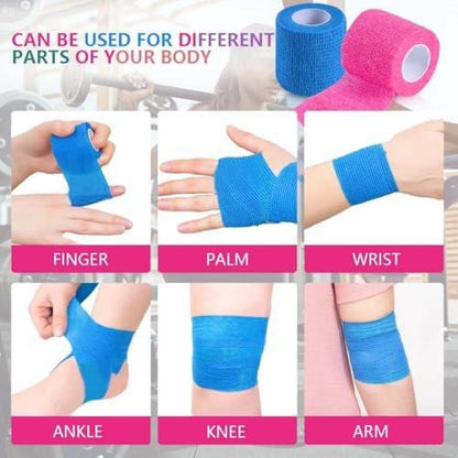 KISEER 15er-Pack 2 Zoll x 5 Yards Selbstklebende Bandage, Atmungsaktive Kohäsive Binde, Elastischer Selbsthaftender Verband für Sport, Handgelenk, Knöchel