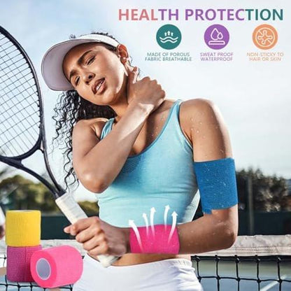 KISEER 15er-Pack 2 Zoll x 5 Yards Selbstklebende Bandage, Atmungsaktive Kohäsive Binde, Elastischer Selbsthaftender Verband für Sport, Handgelenk, Knöchel