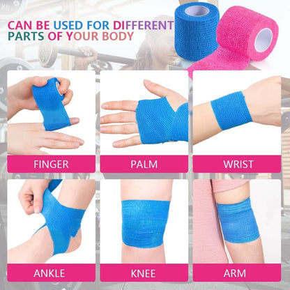 KISEER 15er-Pack 2 Zoll x 5 Yards Selbstklebende Bandage, Atmungsaktive Kohäsive Binde, Elastischer Selbsthaftender Verband für Sport, Handgelenk, Knöchel