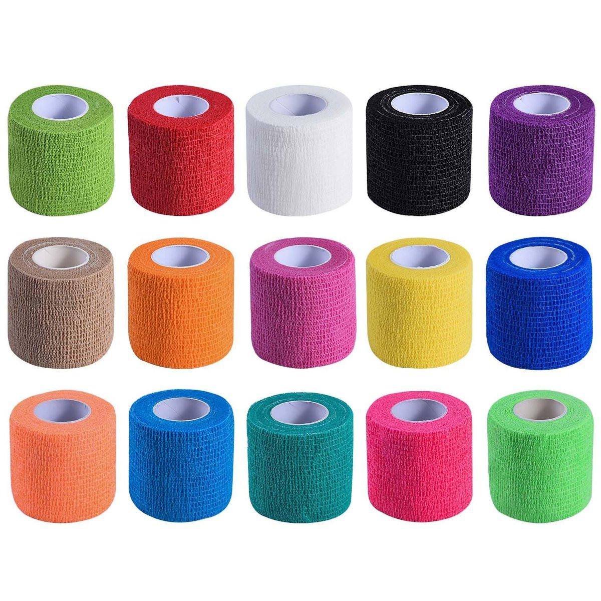 KISEER 15er-Pack 2 Zoll x 5 Yards Selbstklebende Bandage, Atmungsaktive Kohäsive Binde, Elastischer Selbsthaftender Verband für Sport, Handgelenk, Knöchel