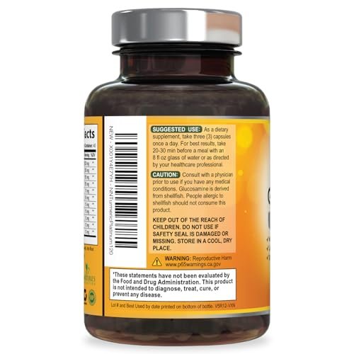 Turmeric Curcumin Komplex – 95% Curcuminoide mit Glucosamin, Ingwer & MSM, BioPerin Schwarzer Pfeffer Extrakt für beste Absorption, Natürliche vegane Gelenkunterstützung, Nicht-GVO, Abgefüllt in den USA – 120 Kapseln