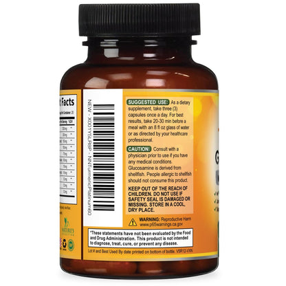Turmeric Curcumin Komplex mit 95% Curcuminoiden, Glucosamin, Ingwer & MSM, BioPerine Schwarzer Pfeffer Extrakt für beste Absorption, natürliche vegane Gelenkunterstützung, Non-GMO, in den USA abgefüllt - 60 Kapseln