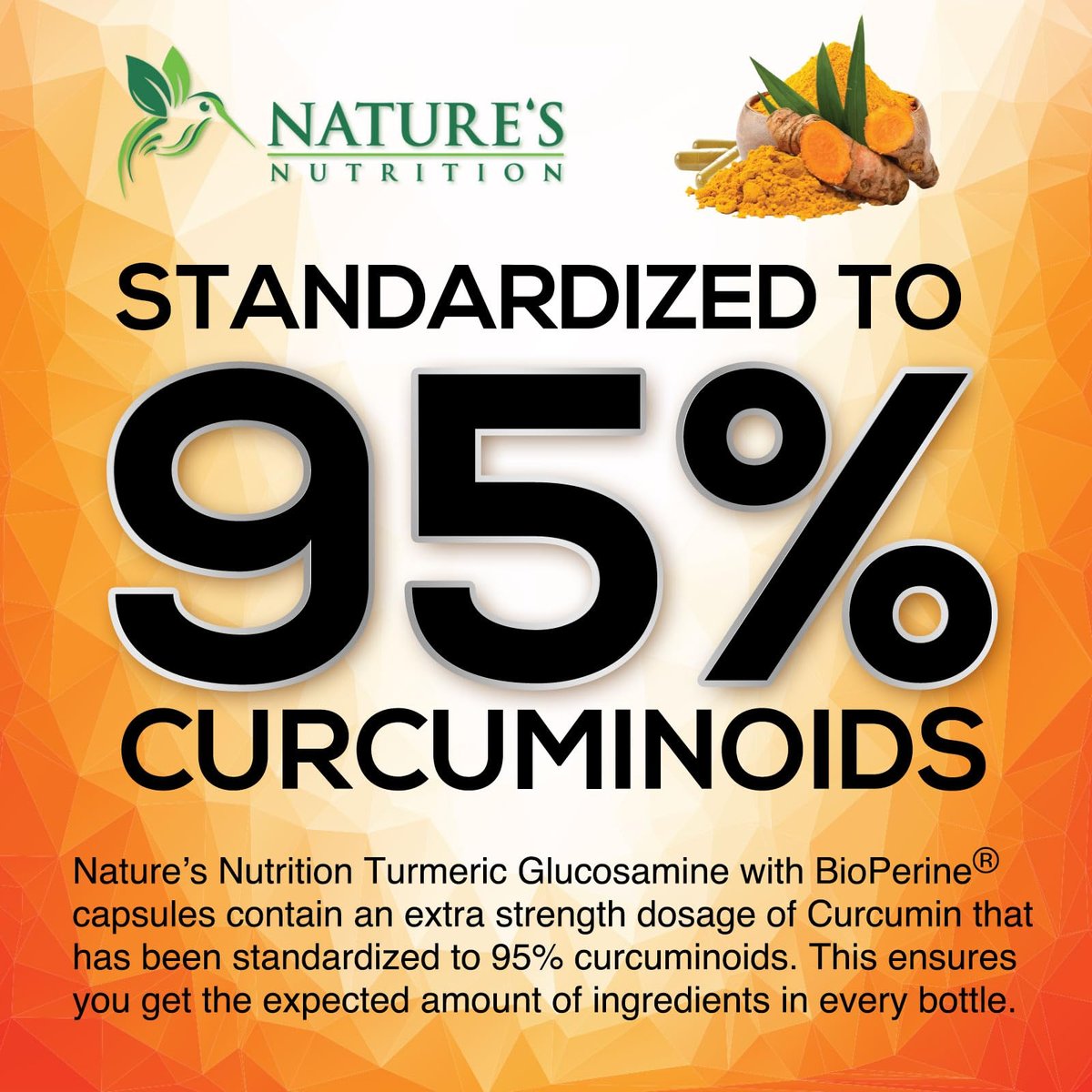 Turmeric Curcumin Komplex mit 95% Curcuminoiden, Glucosamin, Ingwer & MSM, BioPerine Schwarzer Pfeffer Extrakt für beste Absorption, natürliche vegane Gelenkunterstützung, Non-GMO, in den USA abgefüllt - 60 Kapseln