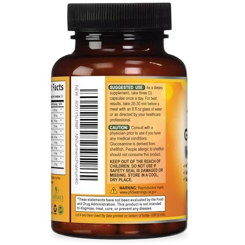 Turmeric Curcumin Komplex mit 95% Curcuminoiden, Glucosamin, Ingwer & MSM, BioPerine Schwarzer Pfeffer Extrakt für beste Absorption, natürliche vegane Gelenkunterstützung, Non-GMO, in den USA abgefüllt - 60 Kapseln