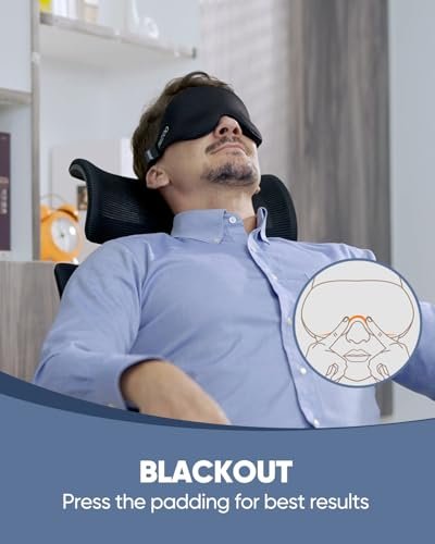 MZOO Luxus Schlafmaske für Seitenschläfer – 3D Memory Foam Augenmaske, Null Augendruck, Lichtblockierend, Schwarz
