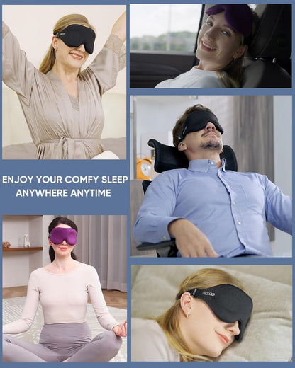 MZOO Luxus Schlafmaske für Seitenschläfer – 3D Memory Foam Augenmaske, Null Augendruck, Lichtblockierend, Schwarz