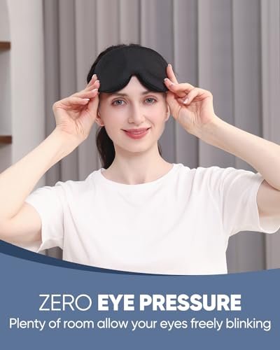 MZOO Luxus Schlafmaske für Seitenschläfer – 3D Memory Foam Augenmaske, Null Augendruck, Lichtblockierend, Schwarz