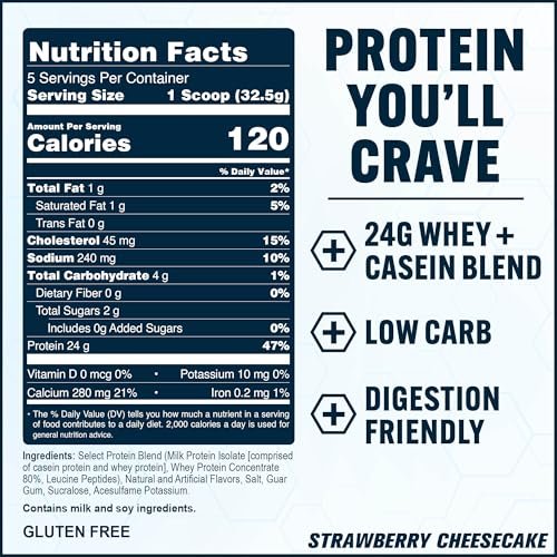 PEScience Select Protein Pulver – Molken- und Kasein-Mischung, glutenfrei, kohlenhydratarm, kalorienarm, keto-freundlich – Erdbeer-Käsekuchen, 5 Portionen