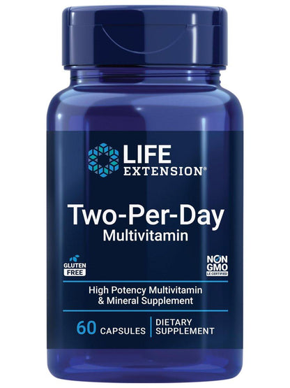 Life Extension Two-Per-Day Multivitamin – Herz, Gehirn, Blutgefäße & Zellgesundheit – essentielle Vitamine & Mineralien – glutenfrei, non-GMO – 60 Kapseln