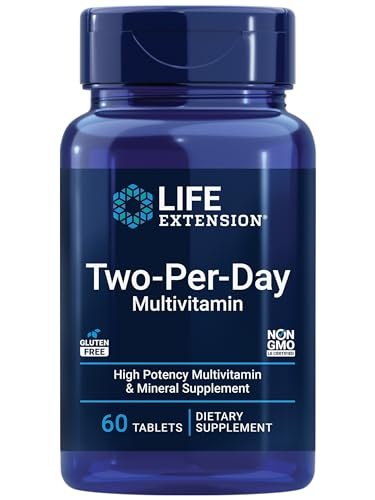 Life Extension Two-Per-Day Multivitamin – Tägliche Vitamine & Mineralien für Männer und Frauen – Komplettes Multivitaminpräparat für Energie und Gesundheit – Glutenfrei – Nicht-GVO – 60 Tabletten