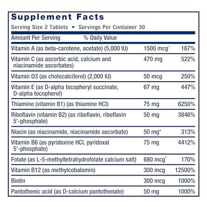 Life Extension Two-Per-Day Multivitamin – Tägliche Vitamine & Mineralien für Männer und Frauen – Komplettes Multivitaminpräparat für Energie und Gesundheit – Glutenfrei – Nicht-GVO – 60 Tabletten