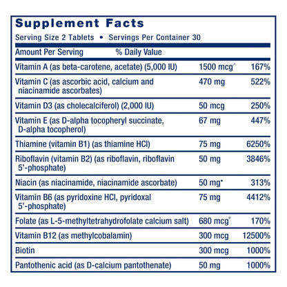 Life Extension Two-Per-Day Multivitamin – Tägliche Vitamine & Mineralien für Männer und Frauen – Komplettes Multivitaminpräparat für Energie und Gesundheit – Glutenfrei – Nicht-GVO – 60 Tabletten