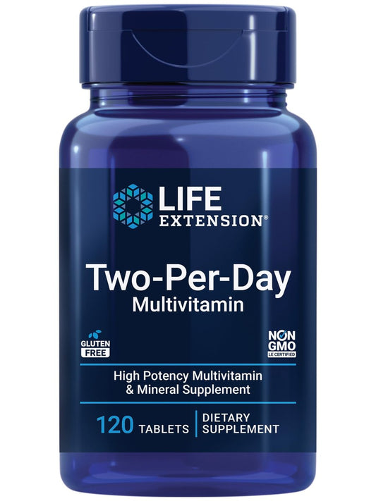 Life Extension Two-Per-Day Multivitamin – Über 25 Vitamine, Mineralien & Extrakte – Vitamine B6, C, D – Zink – Zweimonatsvorrat – Nicht-GVO, Glutenfrei – 120 Tabletten