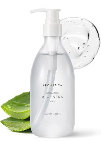 AROMATICA Bio Aloe Vera Gel – After Sun Pflege & Sonnenbrand Linderung mit reinem Aloe Vera Gel für Gesicht & Haare, Feuchtigkeitsspender, EWG Verified (300 ml / 10,14 oz)