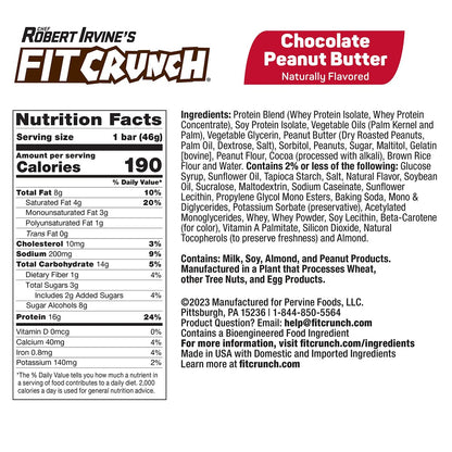 FITCRUNCH Snack Size Protein Riegel, 6-Schichten gebackener Riegel, 3g Zucker, glutenfrei & weicher Kuchenkern (9 Riegel, Erdnussbutter mit Schokolade)