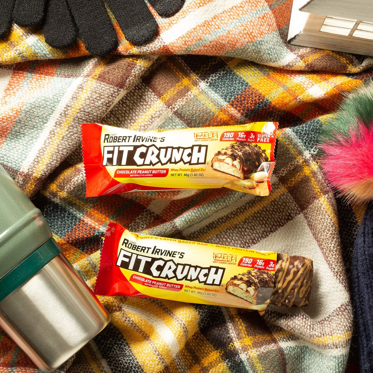 FITCRUNCH Snack Size Protein Riegel, 6-Schichten gebackener Riegel, 3g Zucker, glutenfrei & weicher Kuchenkern (9 Riegel, Erdnussbutter mit Schokolade)