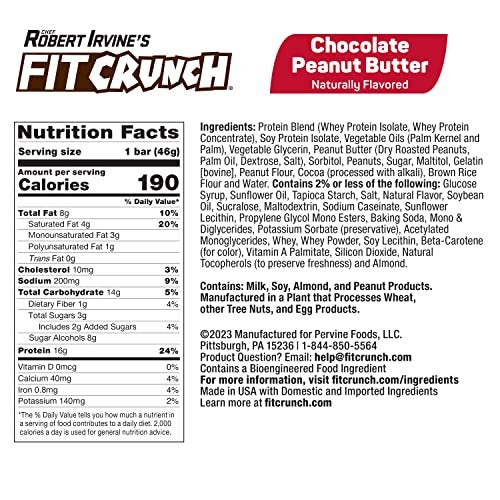 FITCRUNCH Snack Size Protein Riegel, 6-Schichten gebackener Riegel, 3g Zucker, glutenfrei & weicher Kuchenkern (9 Riegel, Erdnussbutter mit Schokolade)