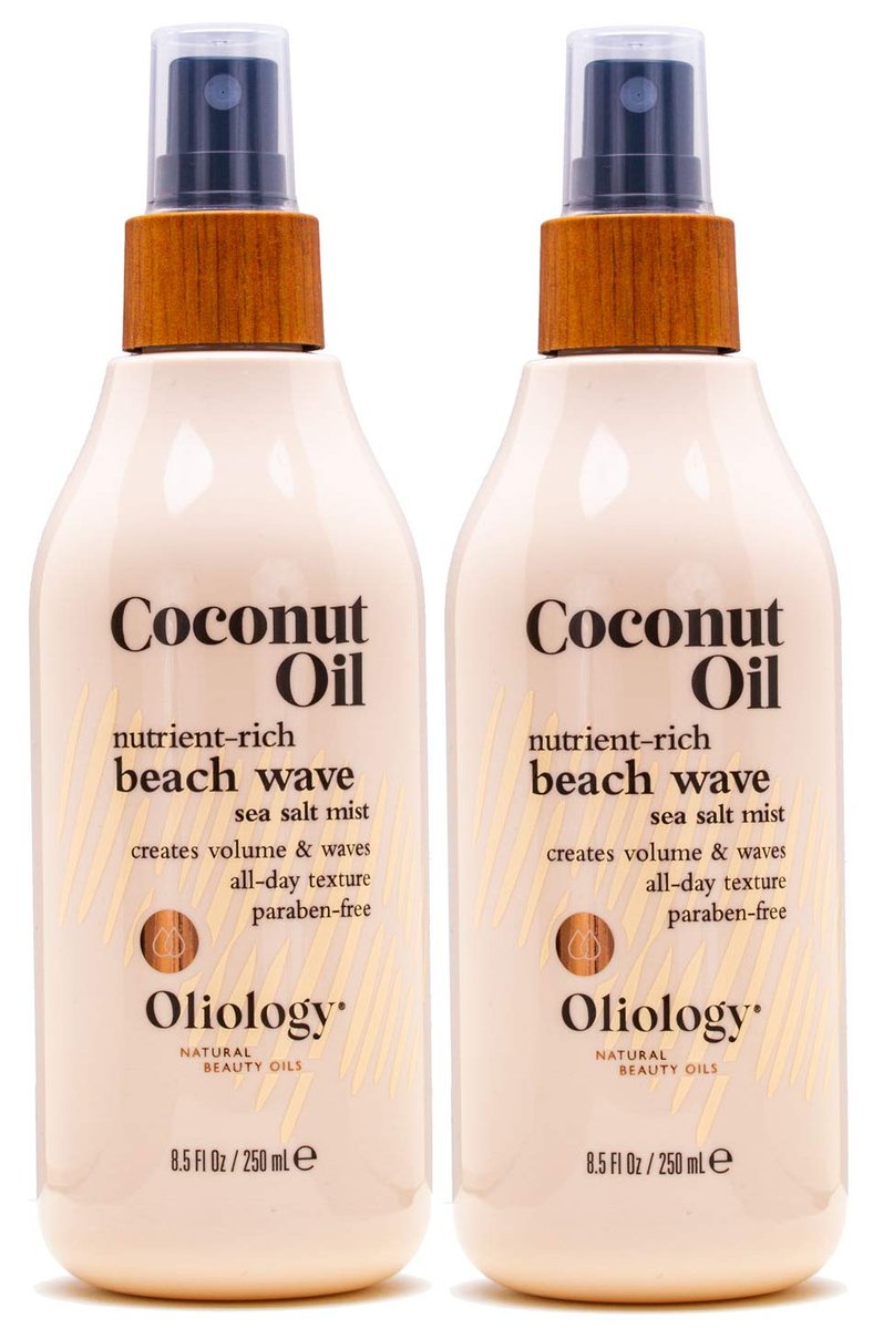Oliology Kokosöl Beach Wave Sea Salt Nebel Spray - Leichter Nebel für weiche, beachige Wellen ohne Steifheit | Verleiht Volumen | Lang anhaltend | Parabenfrei (8,5 oz, 2er-Pack)