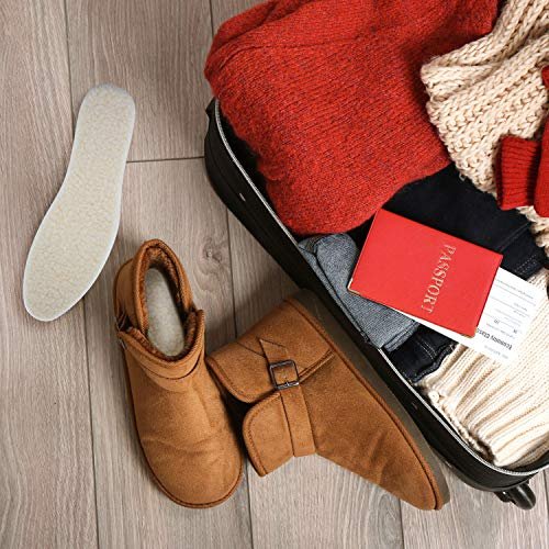 Frienda 2 Paar Woll-Einlegesohlen für kaltes Wetter – zuschneidbar, flauschige Schuheinlagen für Damen und Herren, beige