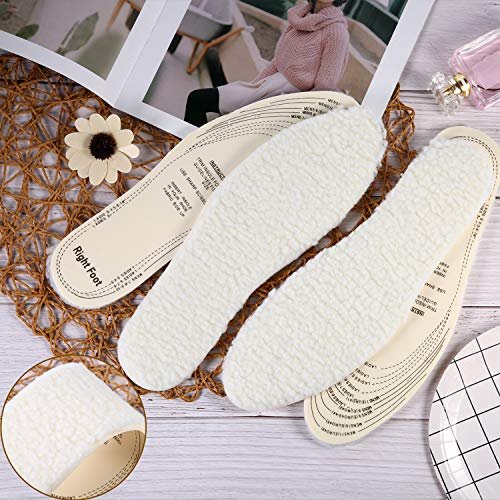 Frienda 2 Paar Woll-Einlegesohlen für kaltes Wetter – zuschneidbar, flauschige Schuheinlagen für Damen und Herren, beige