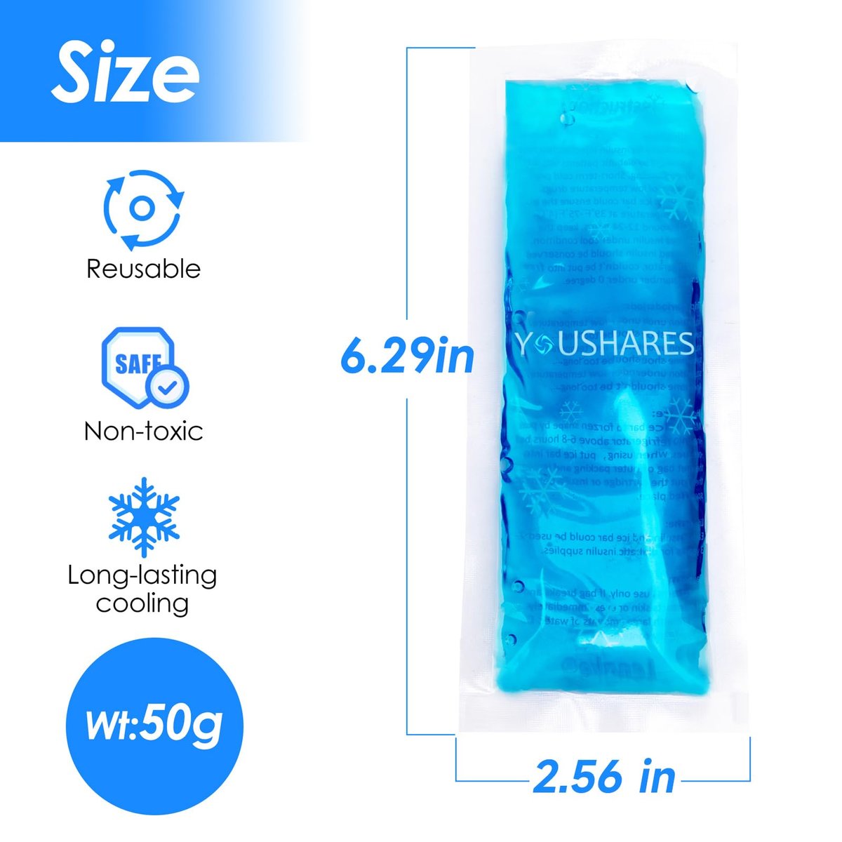 YOUSHARES Kühlpacks - Wiederverwendbare Gefrierpacks, sofort heiß oder kalt, Gel-Pack für Insulin-Kühltasche (2 TSA-geprüfte Kühlpacks)