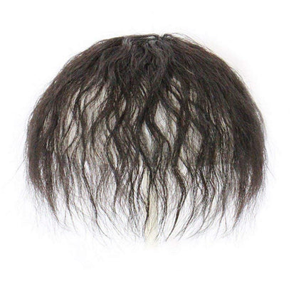LXUE Locken-Haarteil mit Pony zum Einklemmen – Echthaar-Toupet für dünnes Haar, 15 cm, Off Black