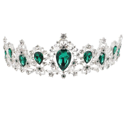 FRCOLOR Prinzessinnenkrone für Frauen, Grüne Kristall-Tiara-Krone, Strass-Königinnenkrone Hochzeits-Tiara Kopfschmuck für Geburtstag und Halloween